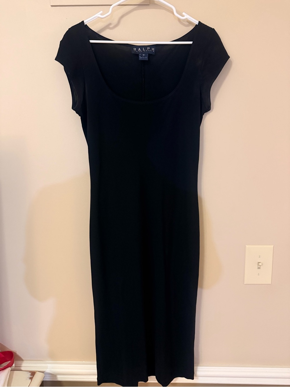 Vintage RALPH Ralph Lauren Black Maxi Column Dress M Made in USA 90s